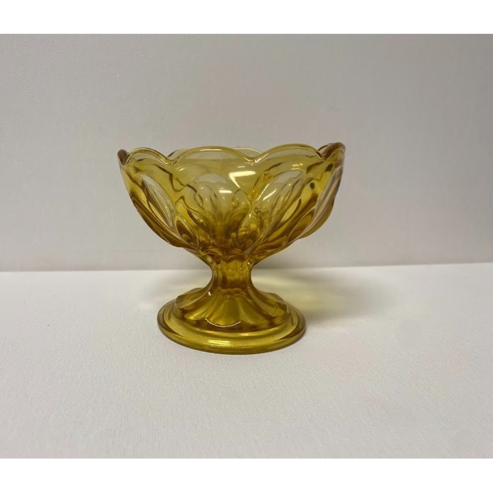 Vintage Anchor Hocking Farifield Amber Honey Gold Glass Compote Candy Dish